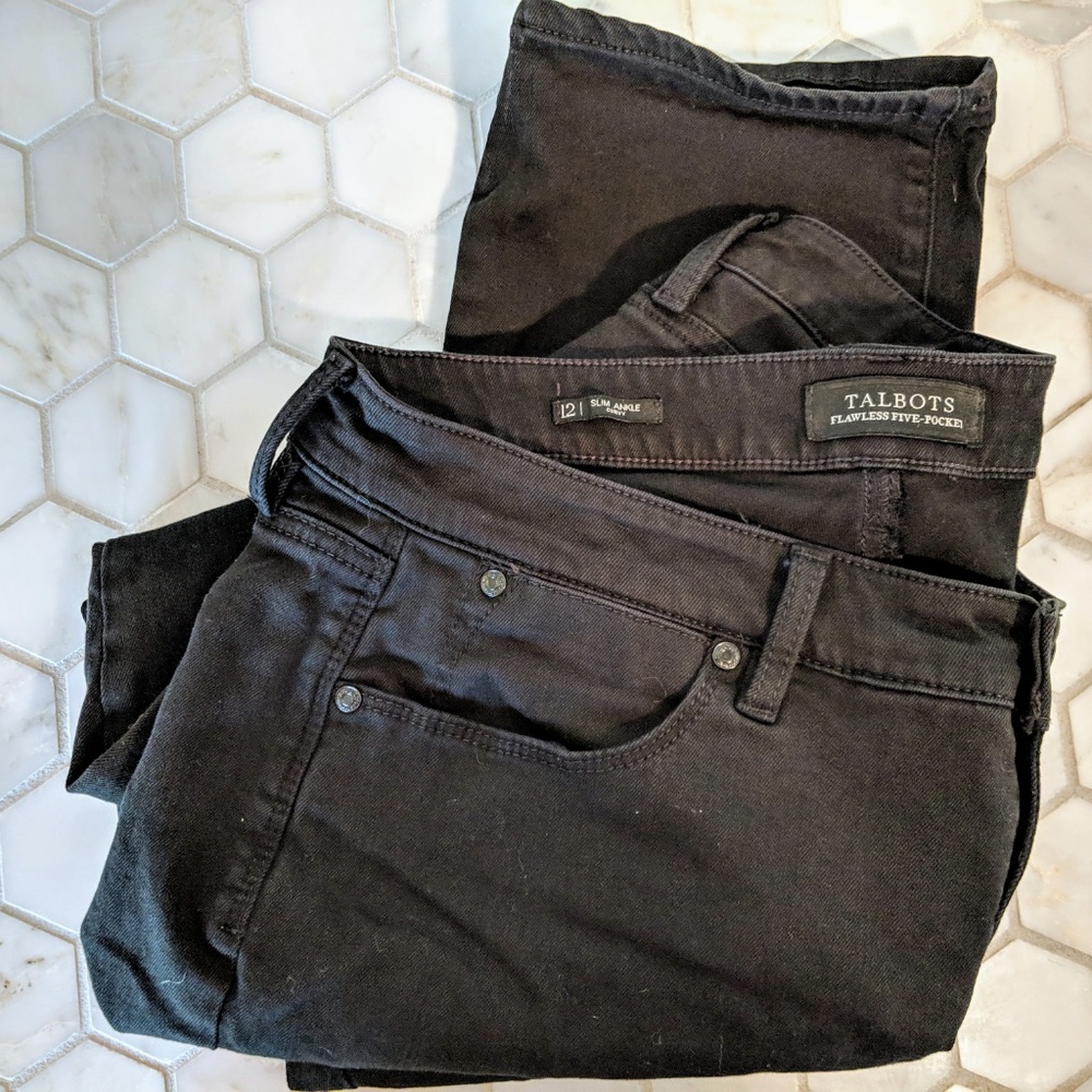 Black slim 5-pocket Talbots jeans sz12